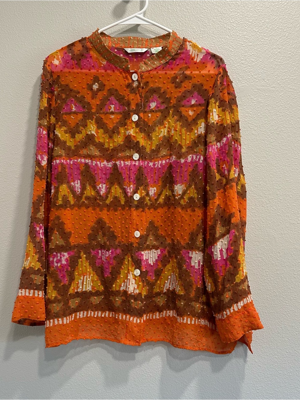 Laura Ashley large silk/cotton blouse top,large,artsy,sheet,autumn